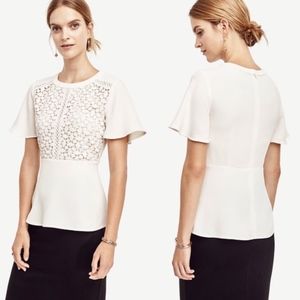 WORN ONCE Ann Taylor Lace Peplum Top